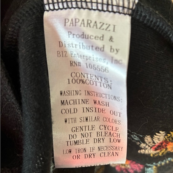 Paparazzi Boho Embroidered Floral Coat Cardigan Hooded Open Front Black Size L - Picture 12 of 12